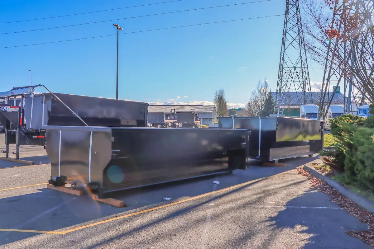 Roll-off dumpster ready for waste disposal at job site for 8 Yard Dumpster Rental in Defiance